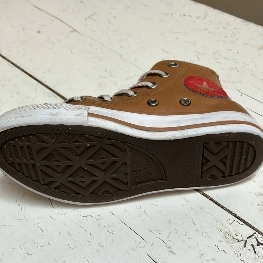 Converse All Star Chuck Taylor Childs Unisex Sz 11 High Top Brown & Red Sneakers